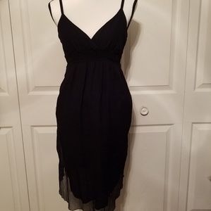 Black crepe spaghetti strap dress